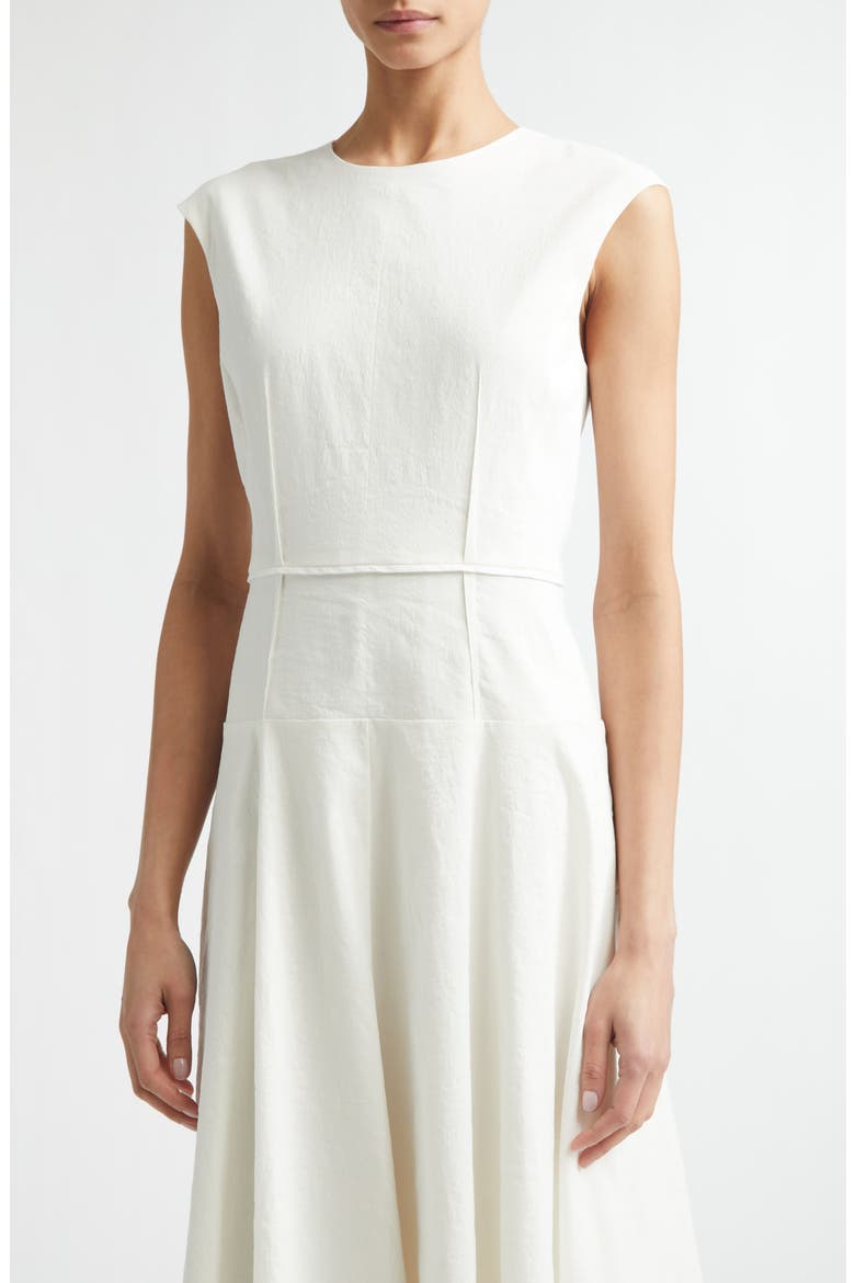 Leroy Stretch Linen & Cotton Blend Crinkle Dress, Alternate, color, IVORY