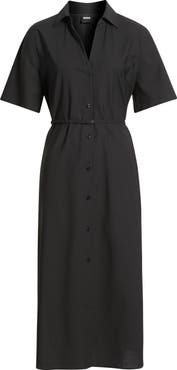 BOSS Dulera Belted Virgin Wool Shirtdress