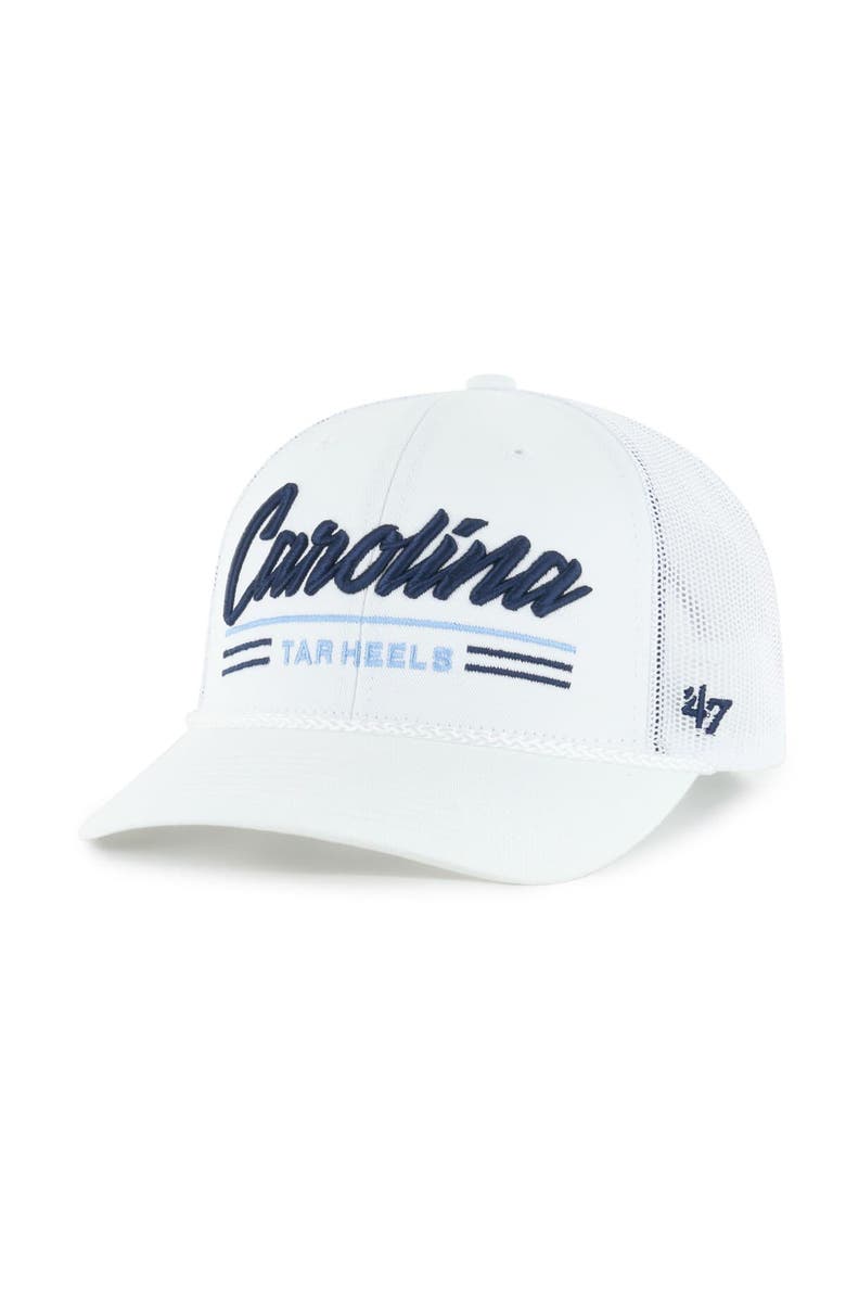 '47 Men's '47 White North Carolina Tar Heels Garner Rope Trucker Adjustable Hat, Main, color, White