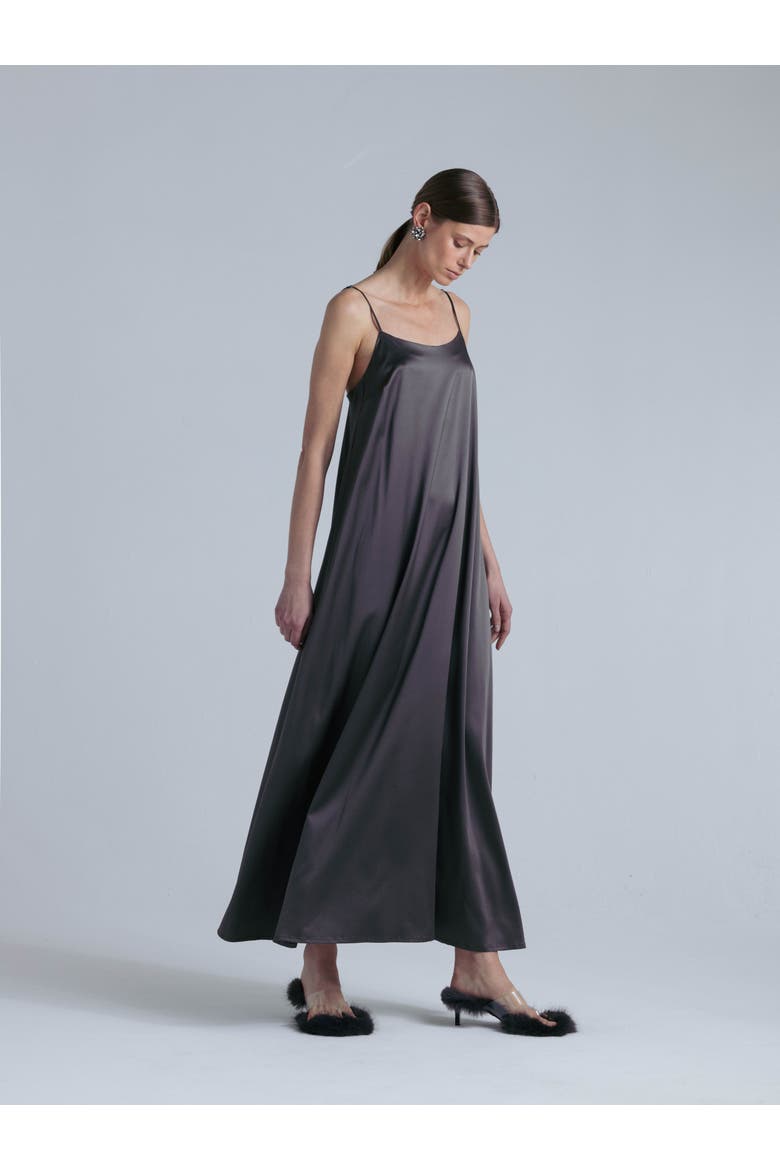 Aphrodite Sleeveless Silk Maxi Dress, Alternate, color, Magic Grey