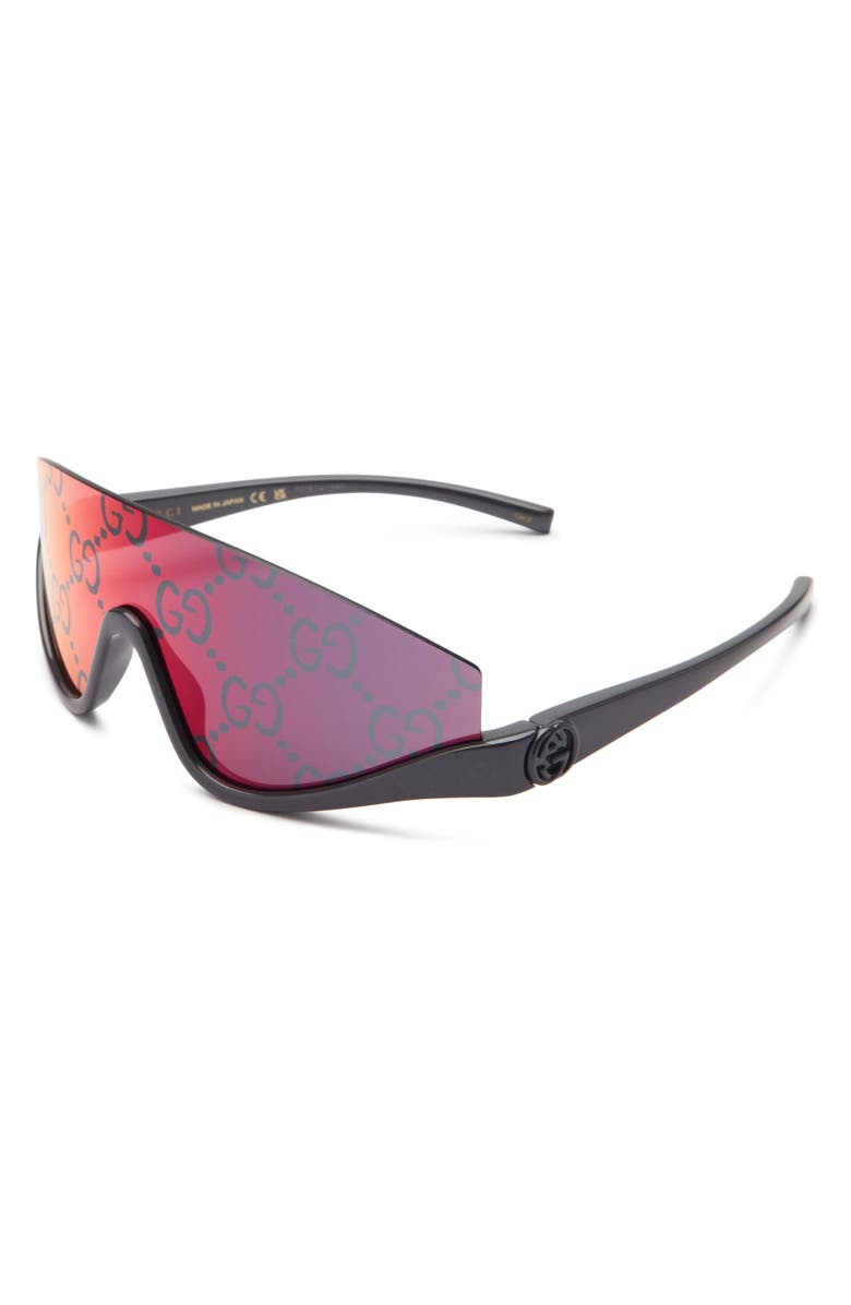 Gucci 99mm Polarized Shield Sunglasses, Alternate, color, Grey Grey Red