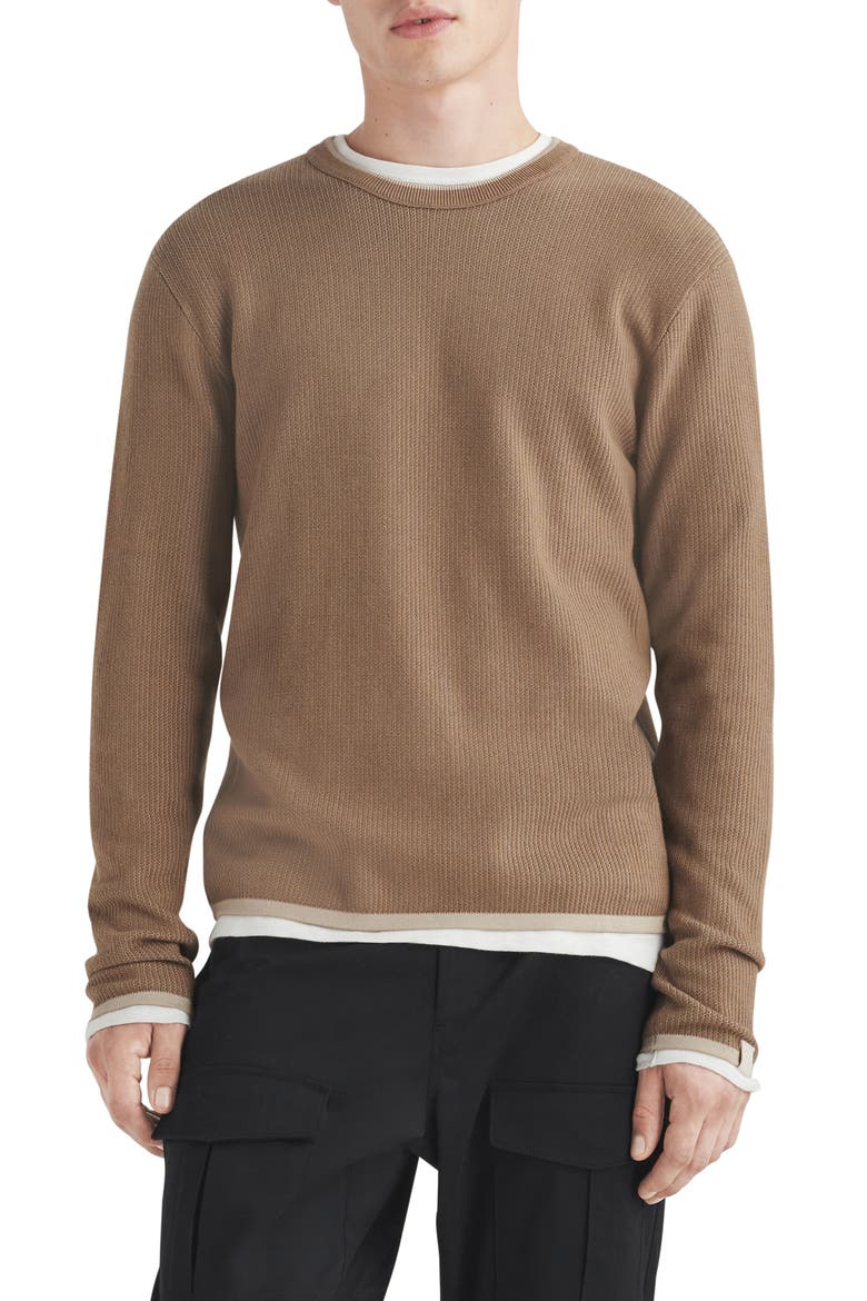 Harvey Crewneck Cotton Blend Sweater, Main, color, TAUPE