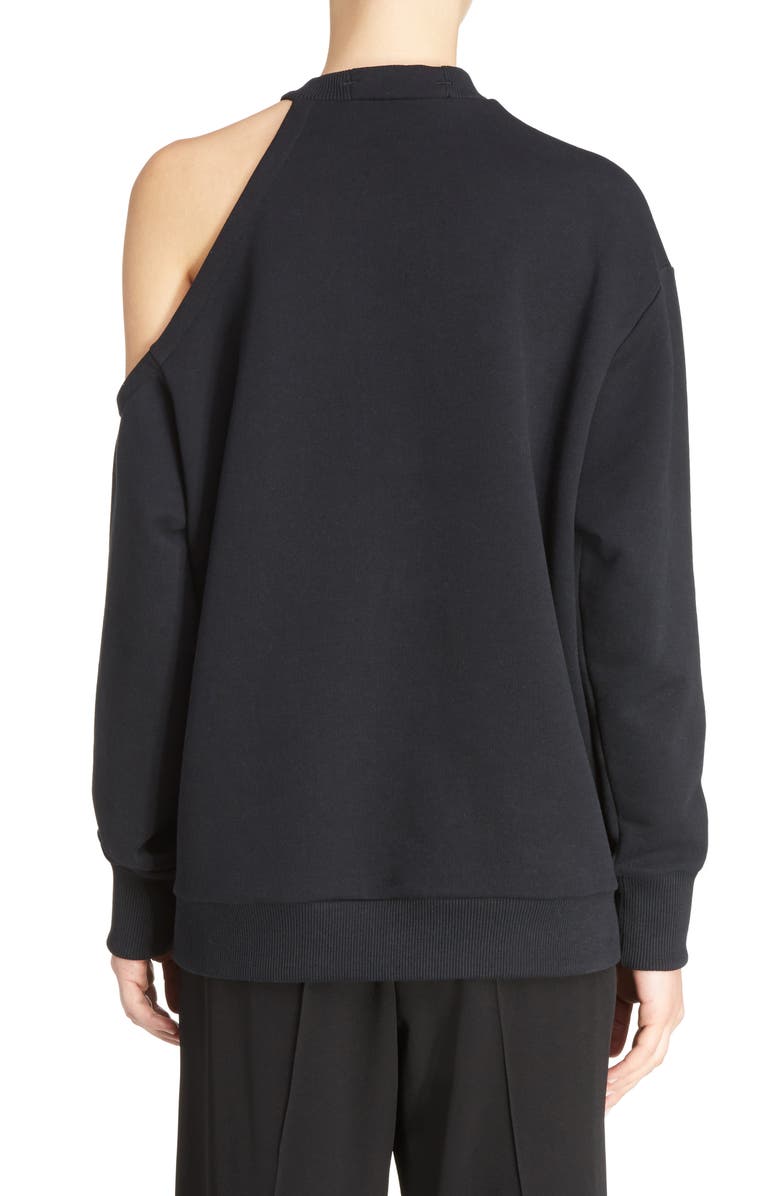 Christopher Kane Pom Pom Cold Shoulder Sweatshirt, Alternate, color,