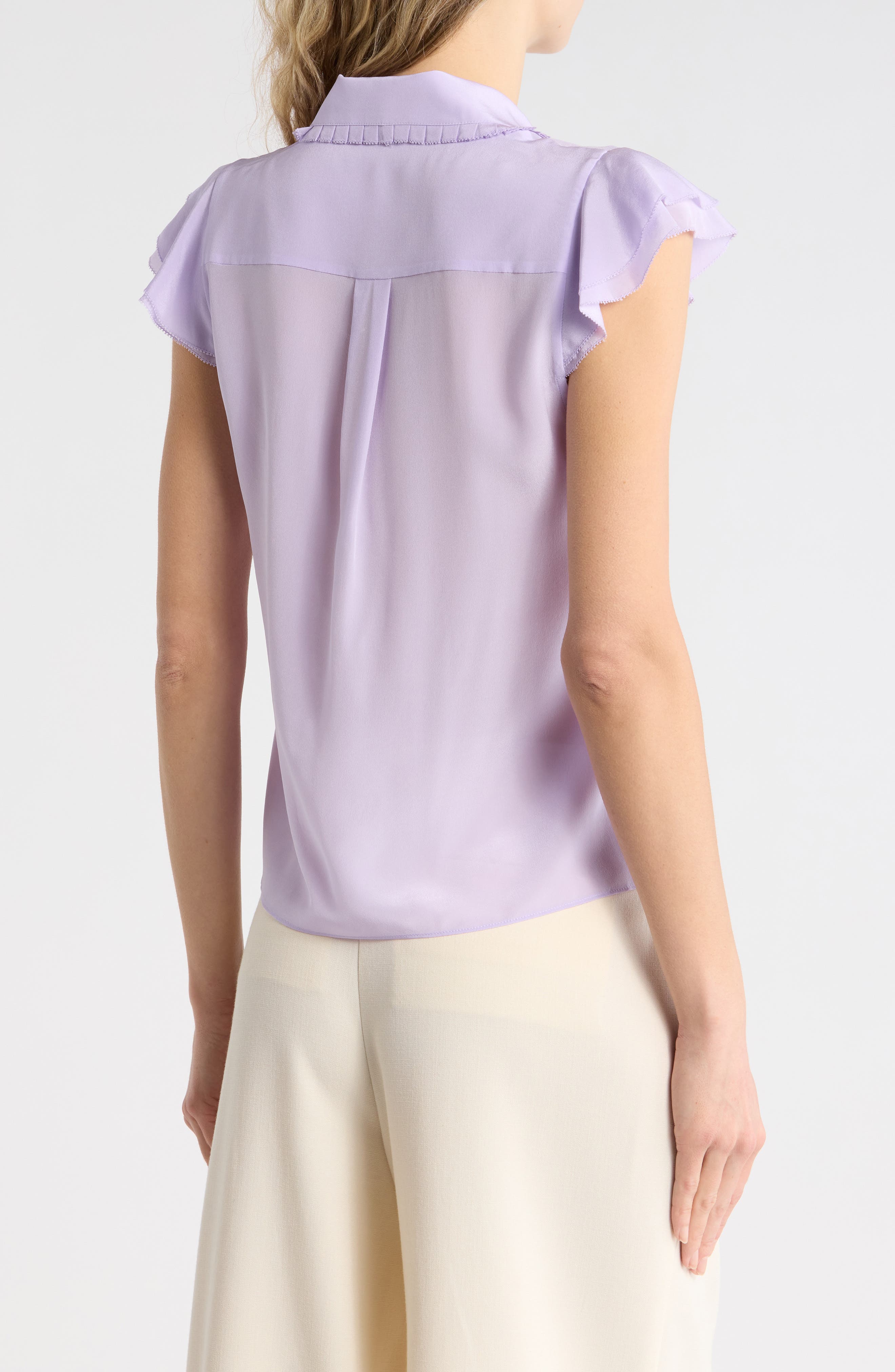 Martel Flutter Sleeve Silk Top - image 2