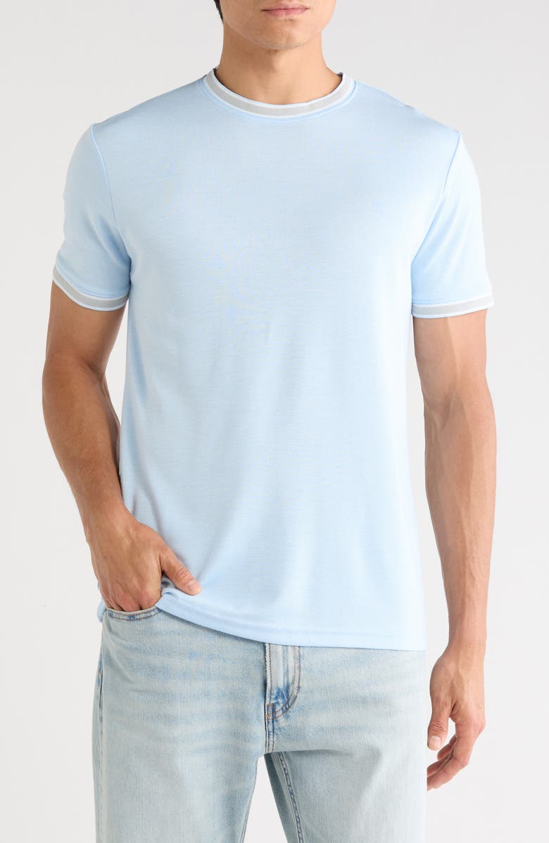 DENIM AND FLOWER Textured Short Sleeve T-Shirt, Main, color, Light Blue
