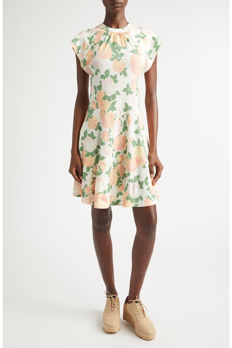 Peony Print Dress, Main, color, MULTICOLOR PINK