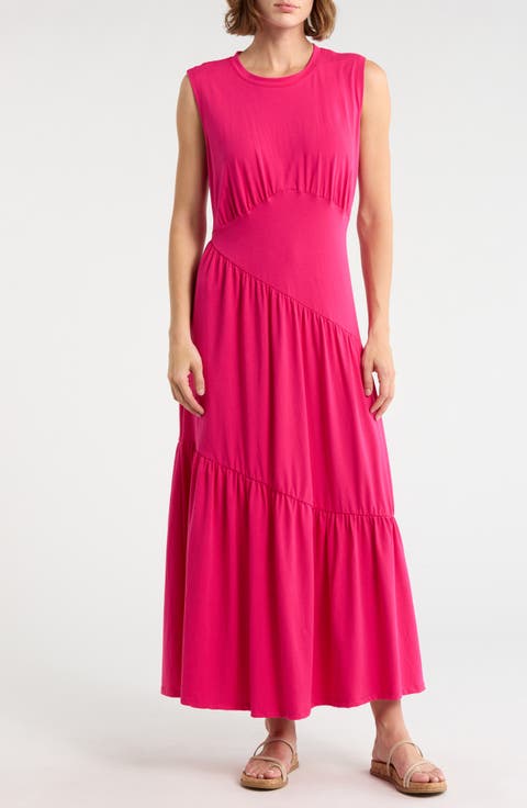 Gathered Sleeveless Tiered Maxi Dress