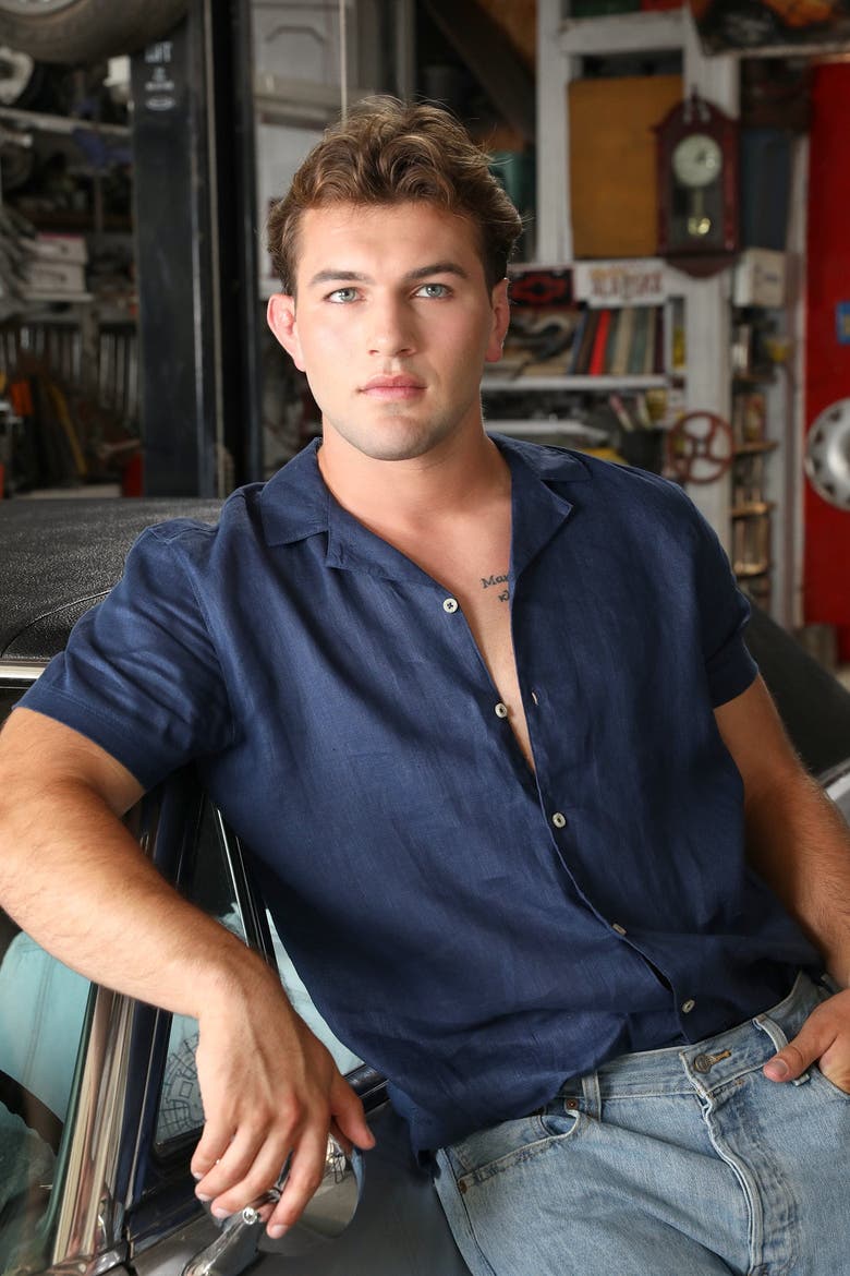 Ojai Linen Shirt, Alternate, color, Navy