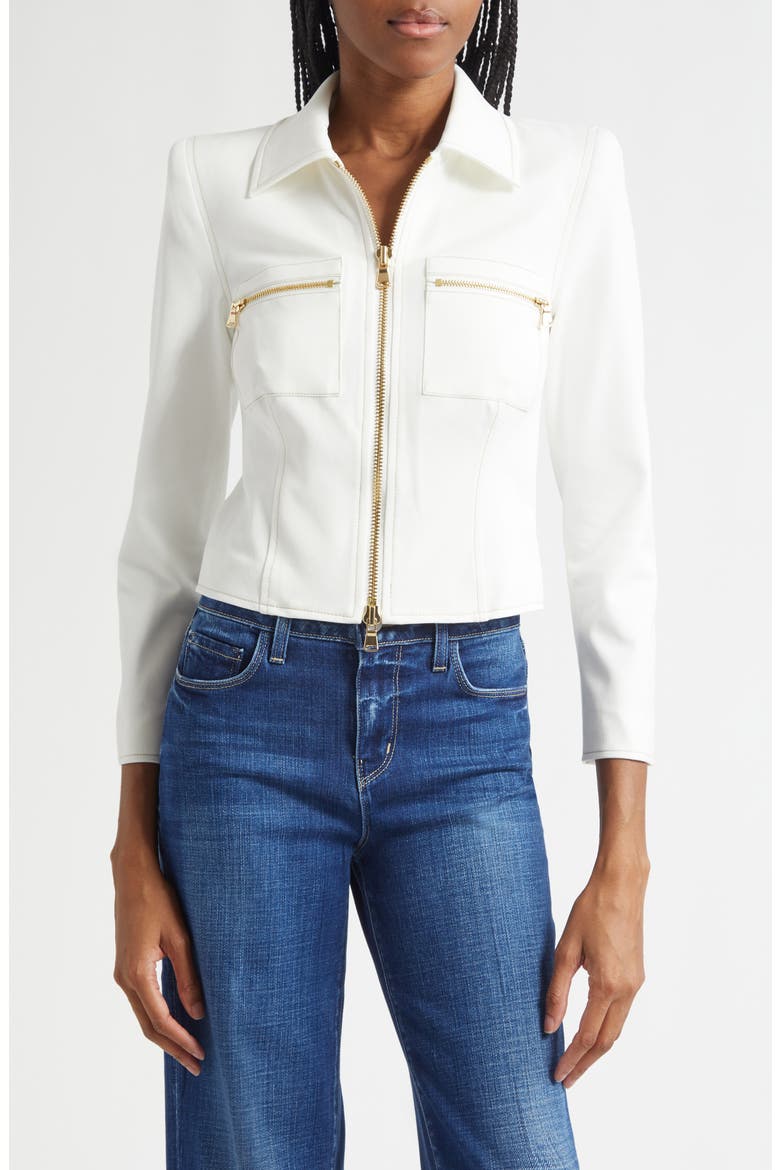 Calianna Zip Front Jacket, Main, color, WHITE