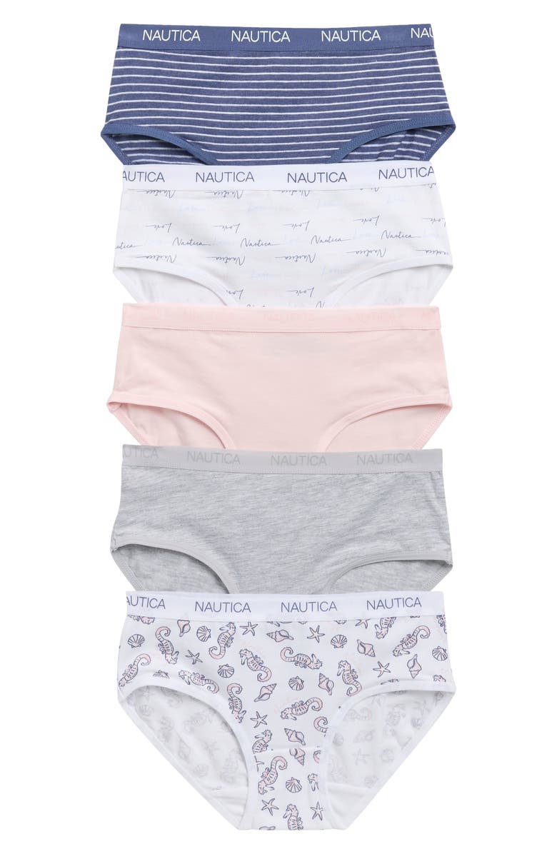 Nautica Kids' 5-Pack Stretch Cotton Briefs, Main, color, Petal Kisses Seahorse