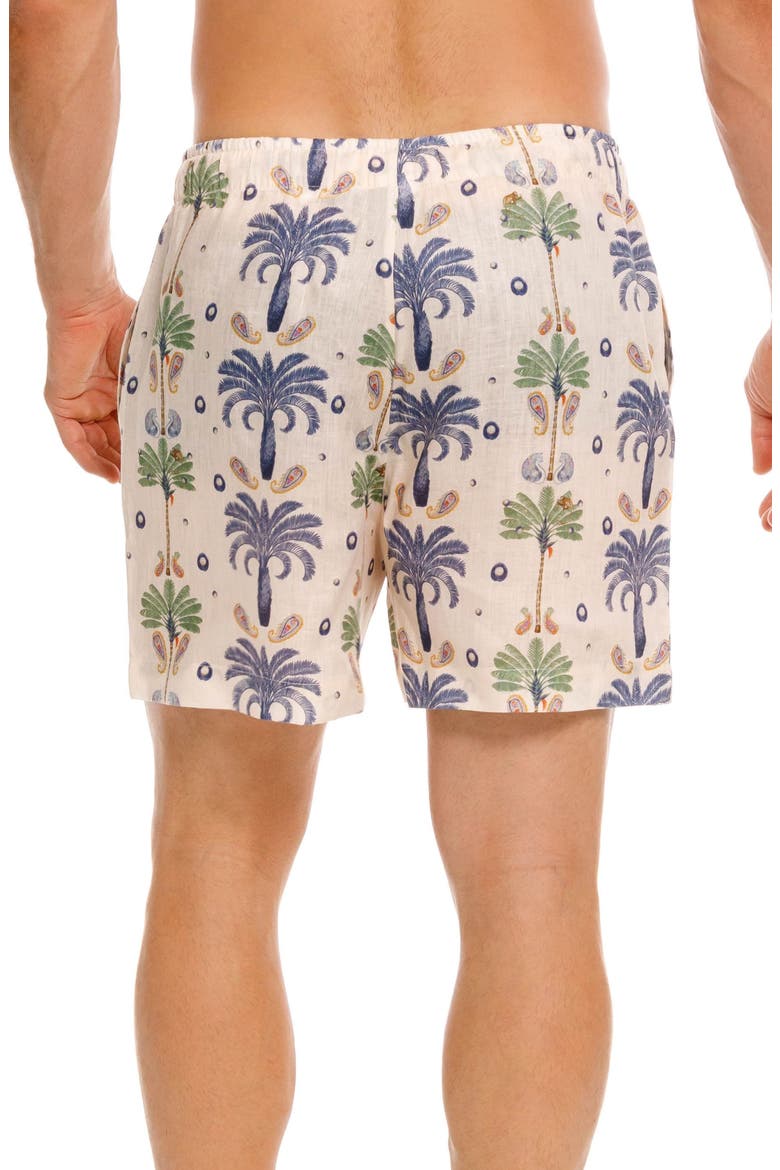 Ben Riviera Palms Ecru Linen Pajama Shorts, Alternate, color, WHITE