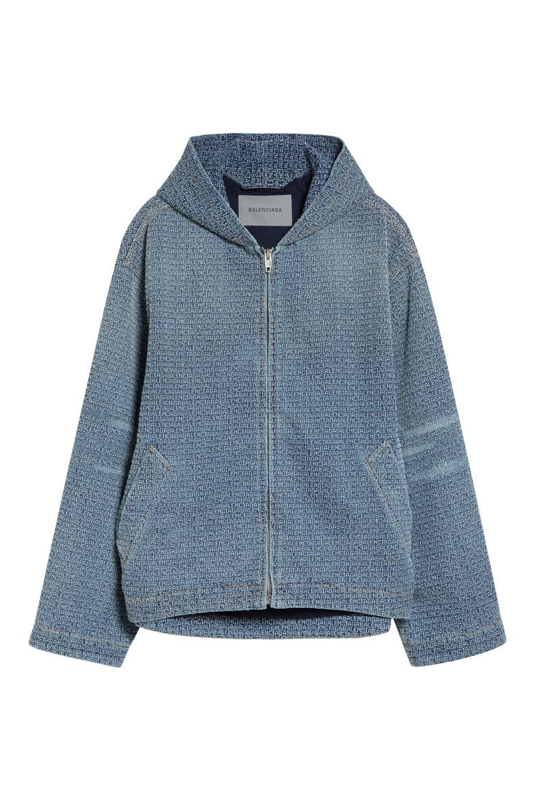 Logo Embroidery Hooded Denim Jacket, Main, color, 5002 AUBERGINE
