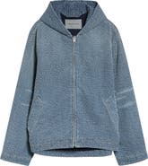 Balenciaga Logo Embroidery Hooded Denim Jacket