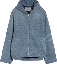 Balenciaga Logo Embroidery Hooded Denim Jacket