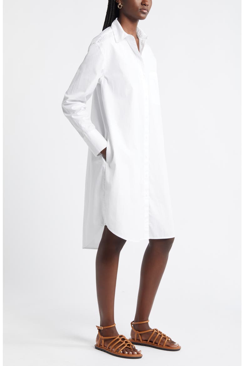 Long Sleeve High-Low Shirtdress, Alternate, color, WHITE