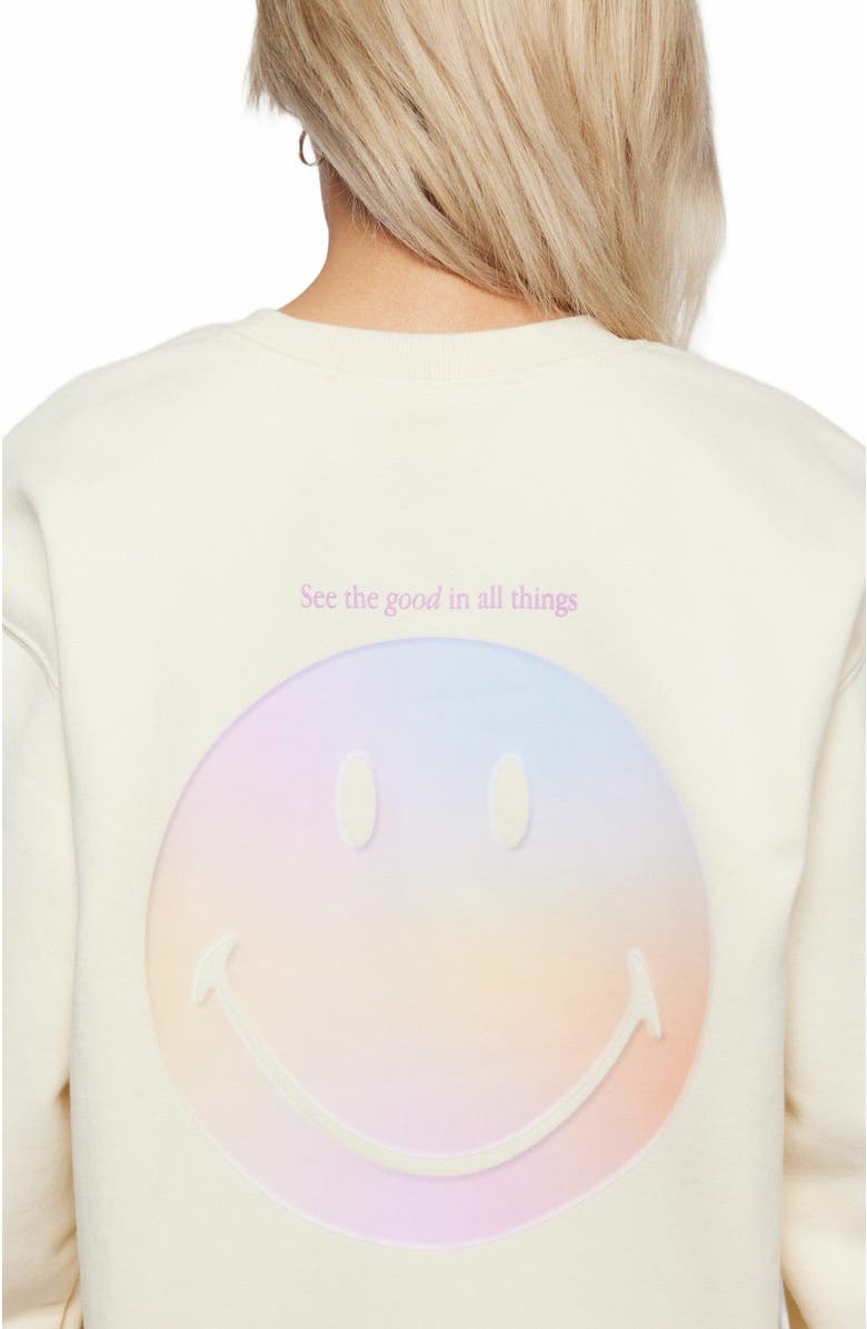 Samii Ryan Smiley Radiate Happiness Crewneck, Alternate, color, Bone