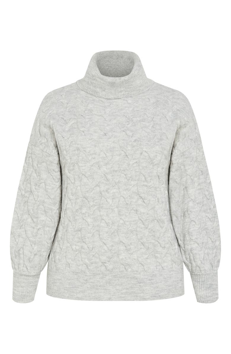 City Chic Kaliyah Turtleneck Sweater, Alternate, color, Grey