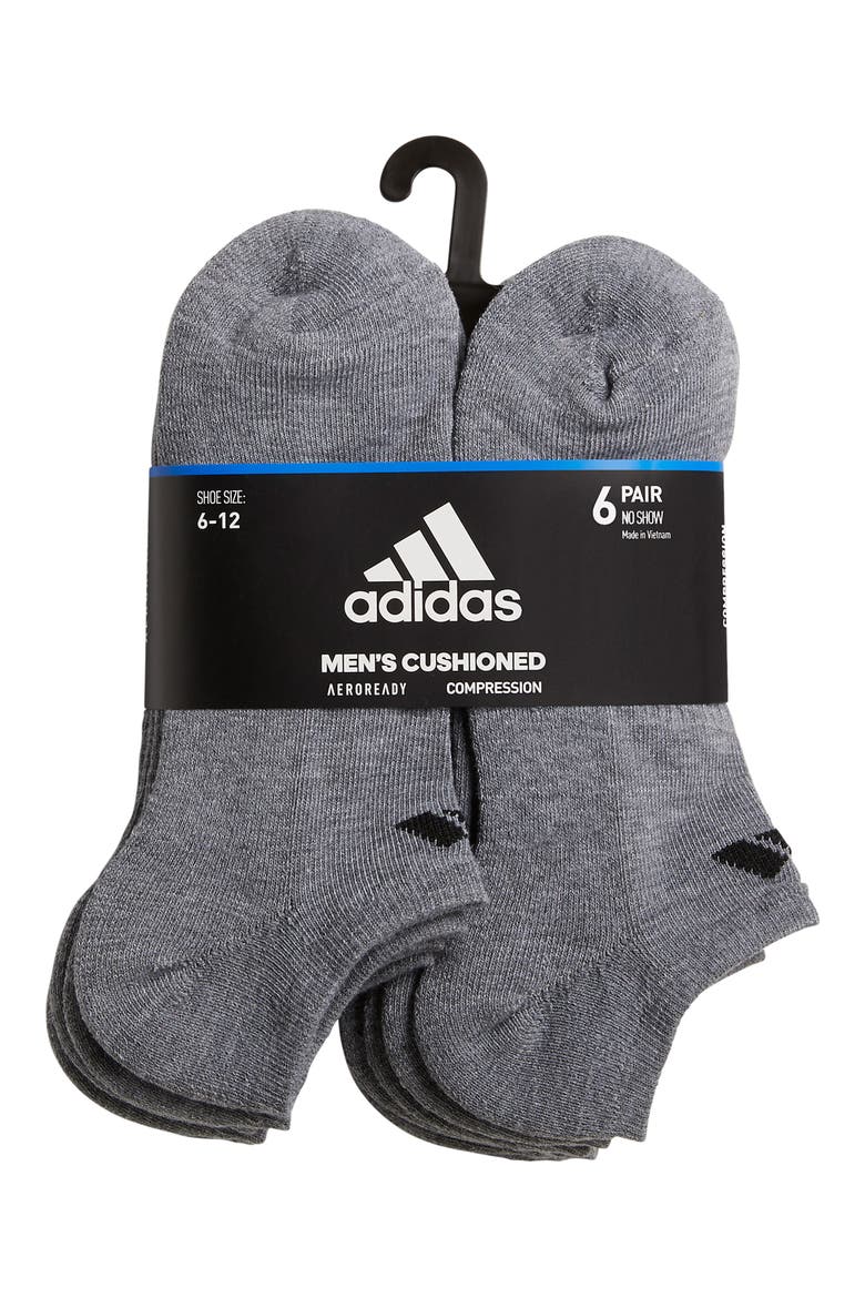 6-Pack AEROREADY Cushioned Athletic Socks, Main, color, MED GREY