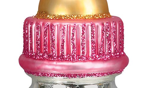 Old World Christmas Baby Bottle Glass Ornament In Pink