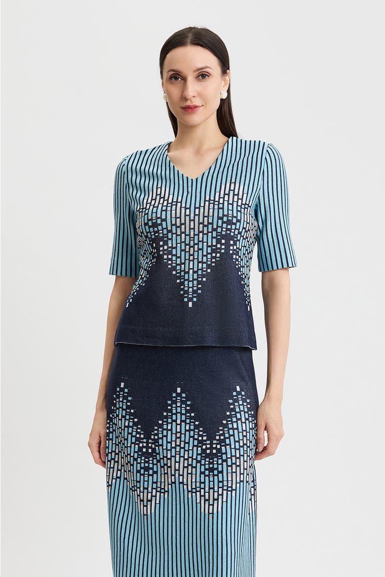 Linear Ombre Soft Knit Top, Main, color, Indigo/Limestone/Serene/White