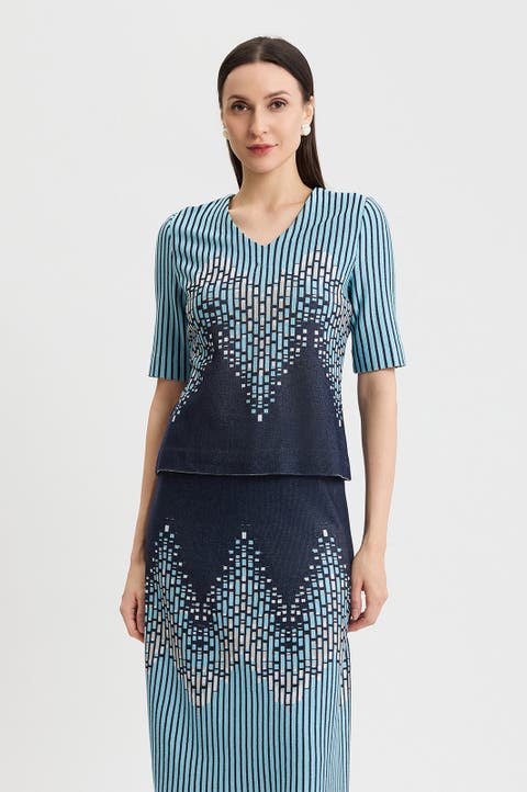 Linear Ombre Soft Knit Top