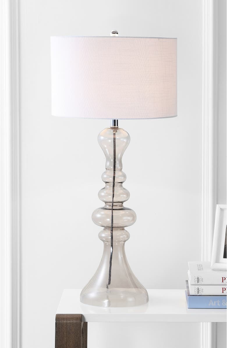 JONATHAN Y Madeline 35" Curved Glass LED Table Lamp, Alternate, color, Smoke Gray