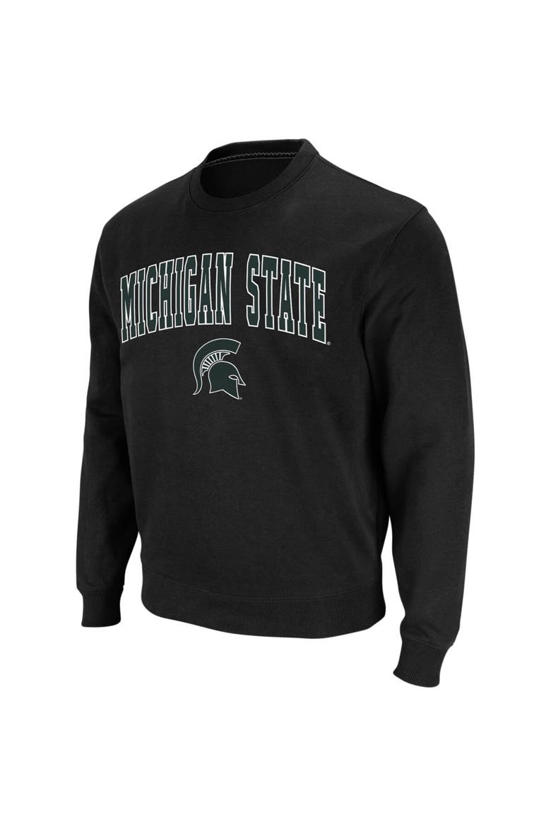 Men's Colosseum Black Michigan State Spartans Arch & Logo Crew Neck Sweatshirt, Main, color, Black