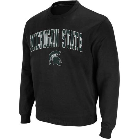 Men's Colosseum Black Michigan State Spartans Arch & Logo Crew Neck Sweatshirt