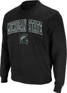 COLOSSEUM Men's Colosseum Black Michigan State Spartans Arch & Logo Crew Neck Sweatshirt