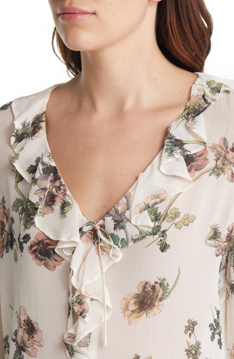 PAIGE Karin Floral Print Sheer Silk Blouse, Alternate, color,