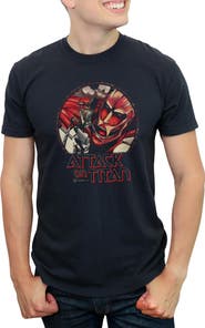 Attack on Titan Men's Attack on Titan Eren Vs. Colossal Cover  Graphic T-Shirt