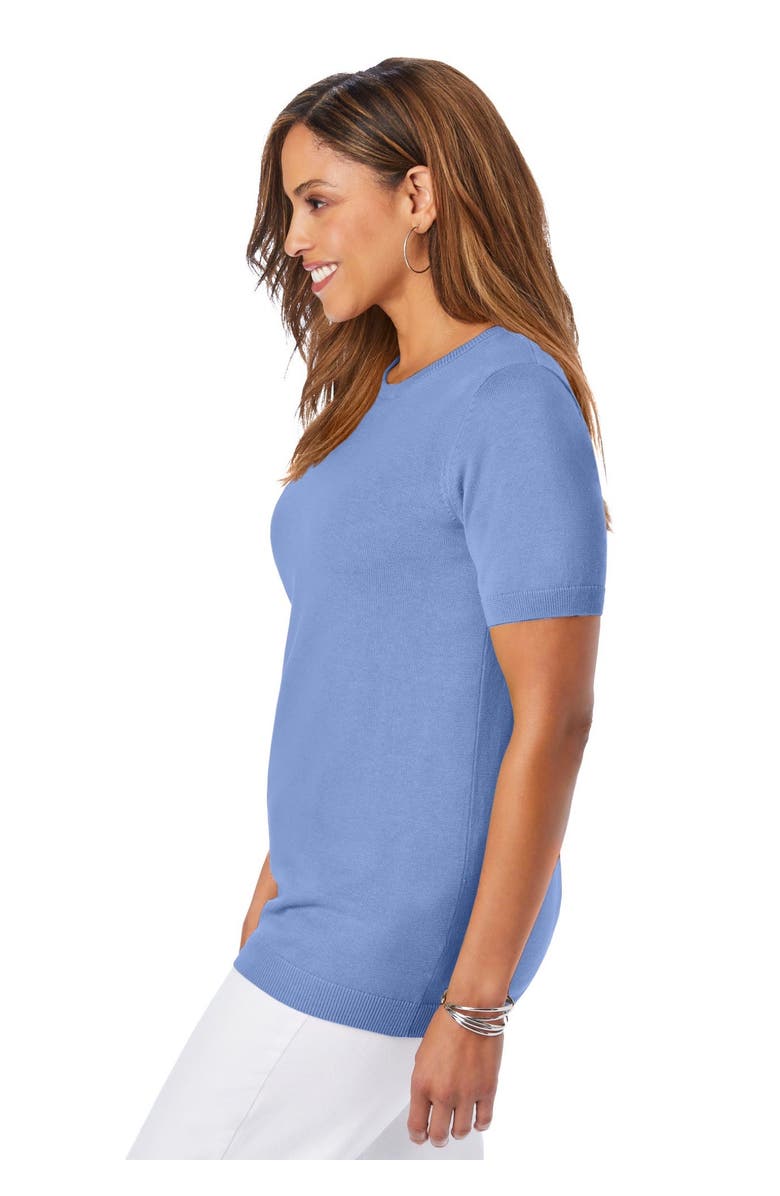 Jessica London Fine Gauge Crewneck Knit Shell, Alternate, color, Azure Mist