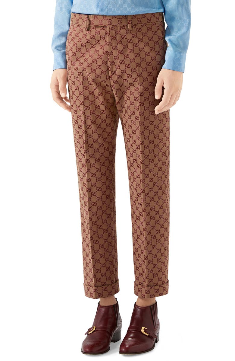 Gucci GG Jacquard Straight Leg Pants, Main, color, 