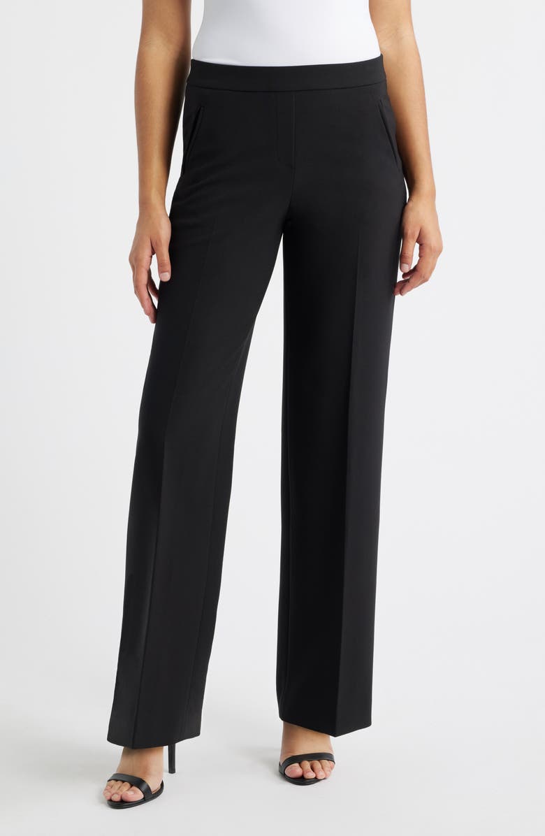 Anne Klein High Waist Wide Leg Pull-On Pants, Main, color, Anne Black