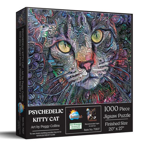 Psychedelic Kitty Cat 1000 piece Jigsaw Puzzle for Adults