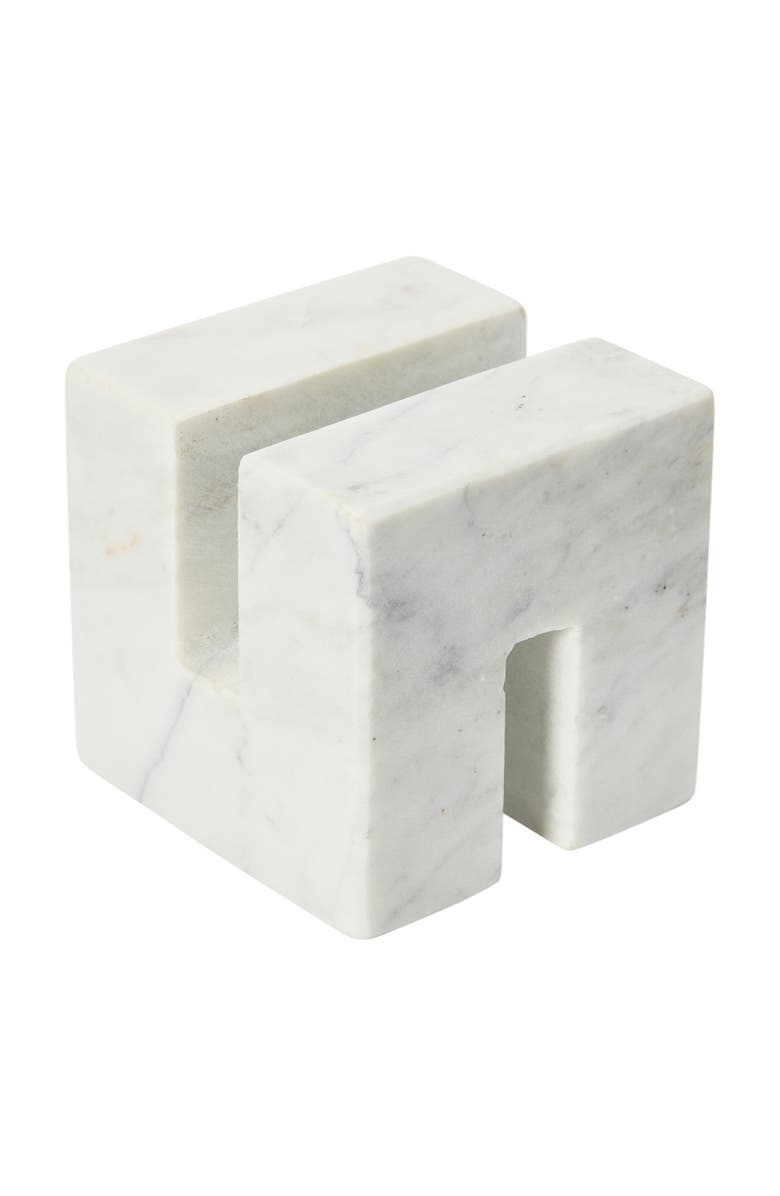 Storied Home Contemporary Marble Cookbook Stand, Main, color, White
