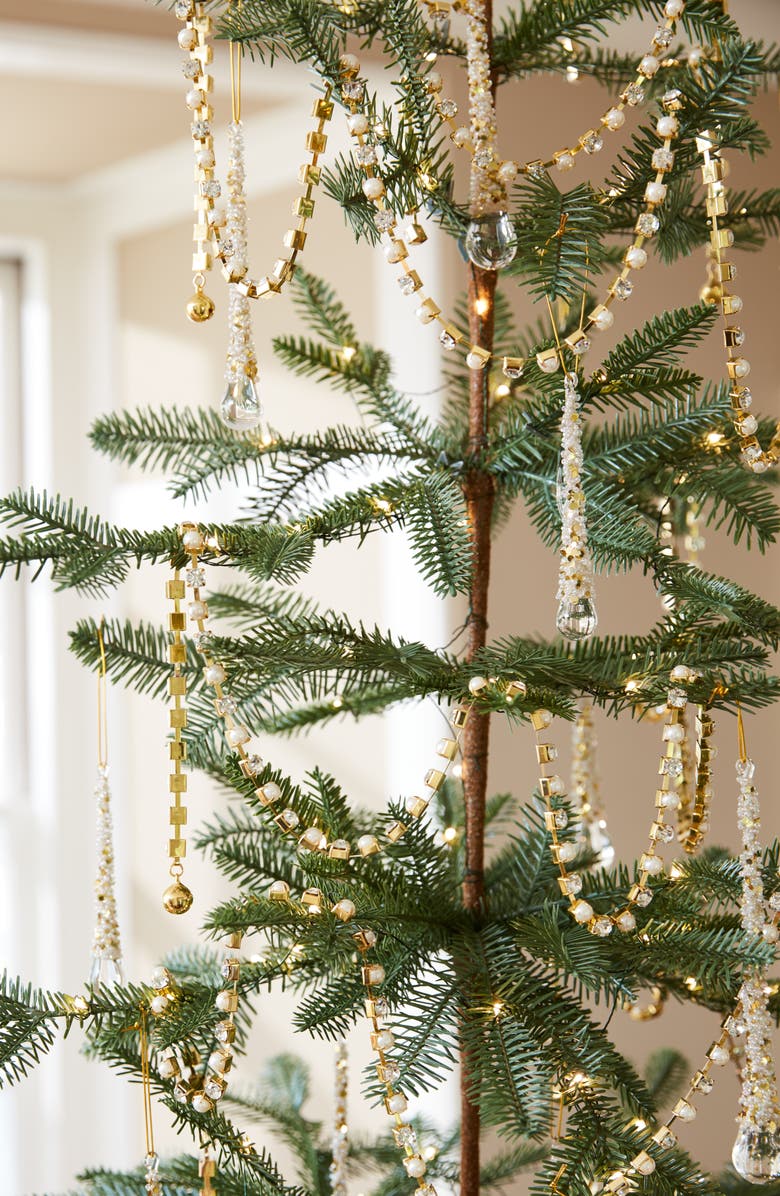 Balsam Hill Crystal and Pearl Beaded Gold Garland Set, Alternate, color, Gold