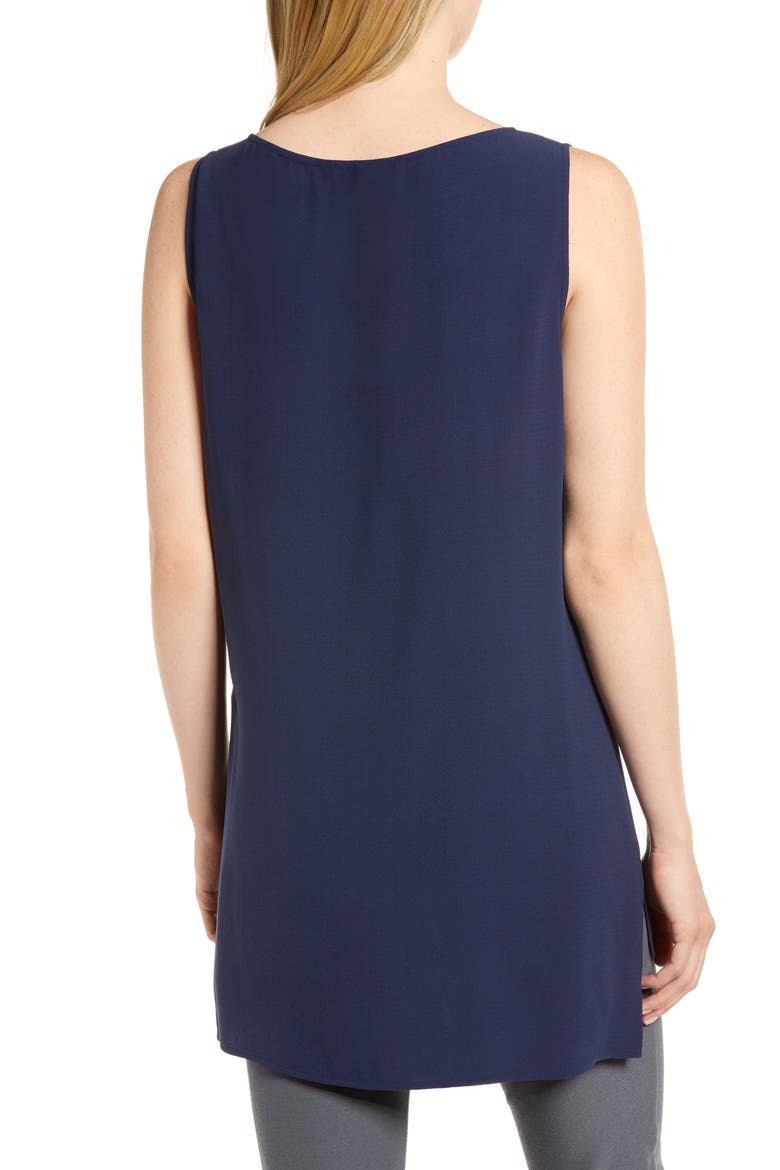 Silk Crepe Bateau Neck Shell, Alternate, color, MIDNIGHT