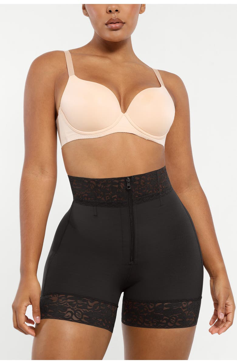 Shapellx Mid-Rise Steel Boned Butt-Lifting Shorts, Main, color, Onyx Black