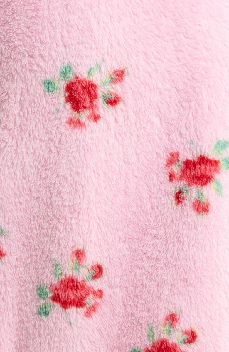 PJ Salvage Holiday Roses Fleece Robe, Alternate, color, Pink
