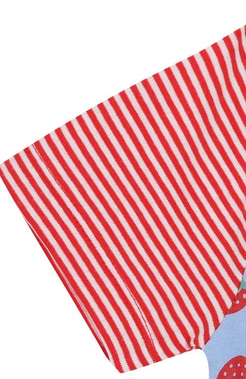 Lilly + Sid Organic Cotton Strawberry And Stripe Print T-shirts -2 Pack In Multi