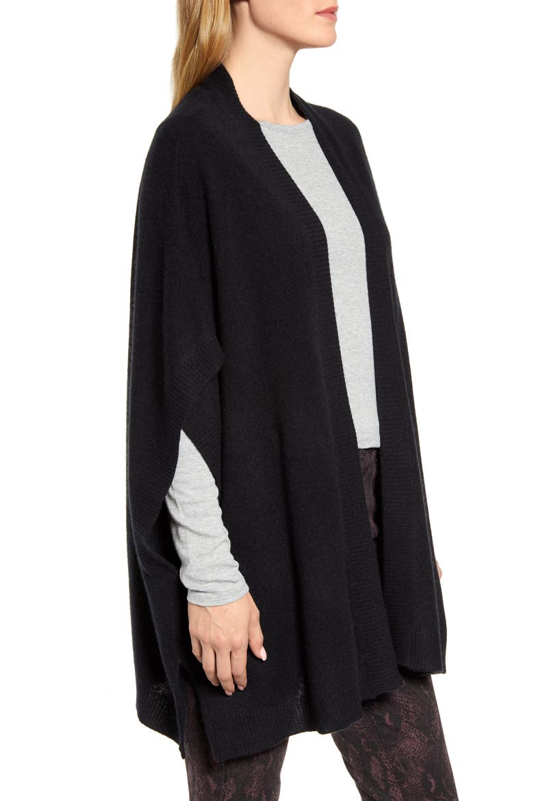 Cashmere Ruana, Alternate, color, BLACK