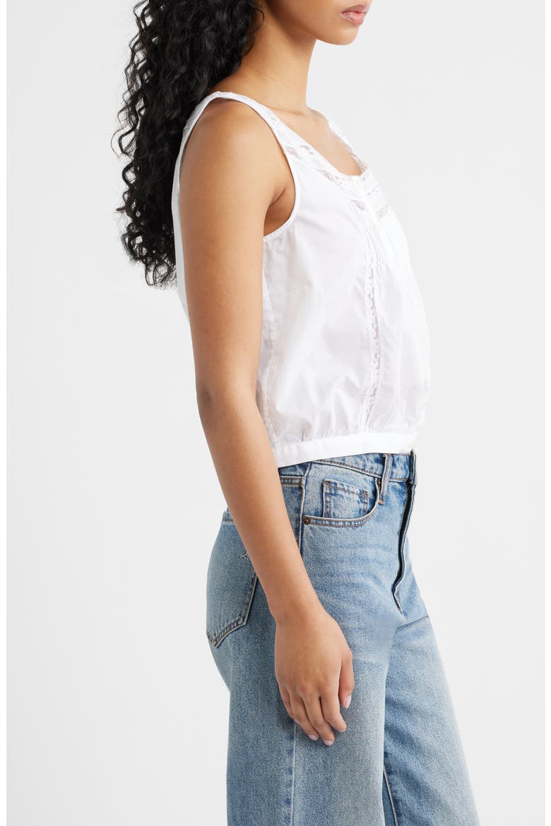 Lace Inset Pintuck Sleeveless Top, Alternate, color, WHITE