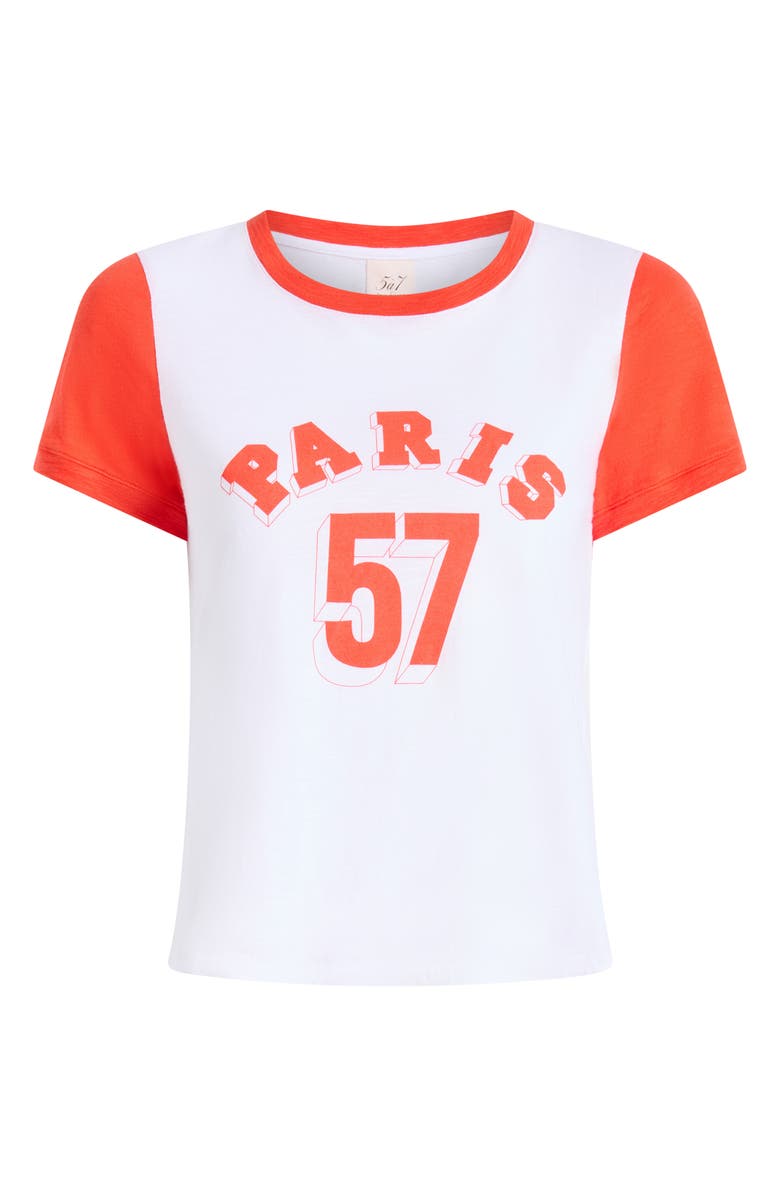 Cinq à Sept Paris Shrunken Ringer T-Shirt, Alternate, color, White/ Cherry Tomato