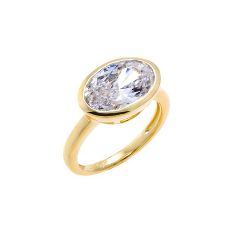 CZ Oval Bezel Pinky Ring