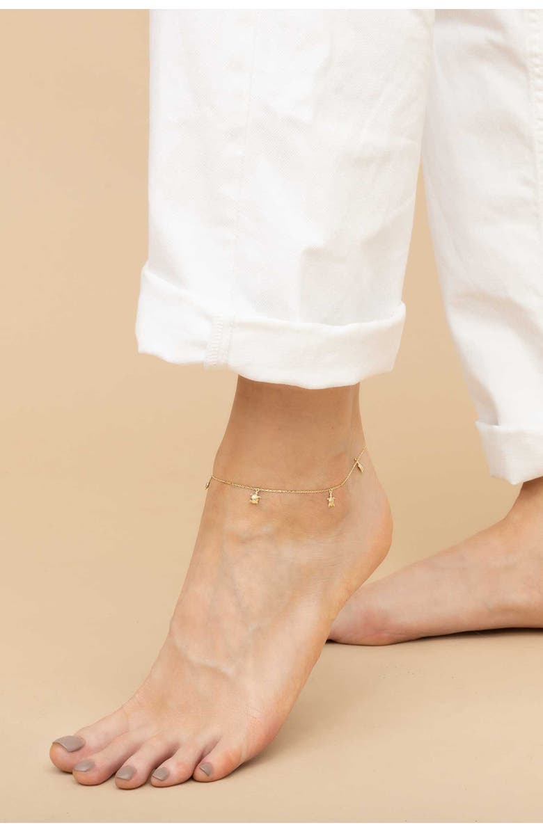 Oradina 14K Yellow Gold Sea Turtle Anklet, Alternate, color, Yellow Gold