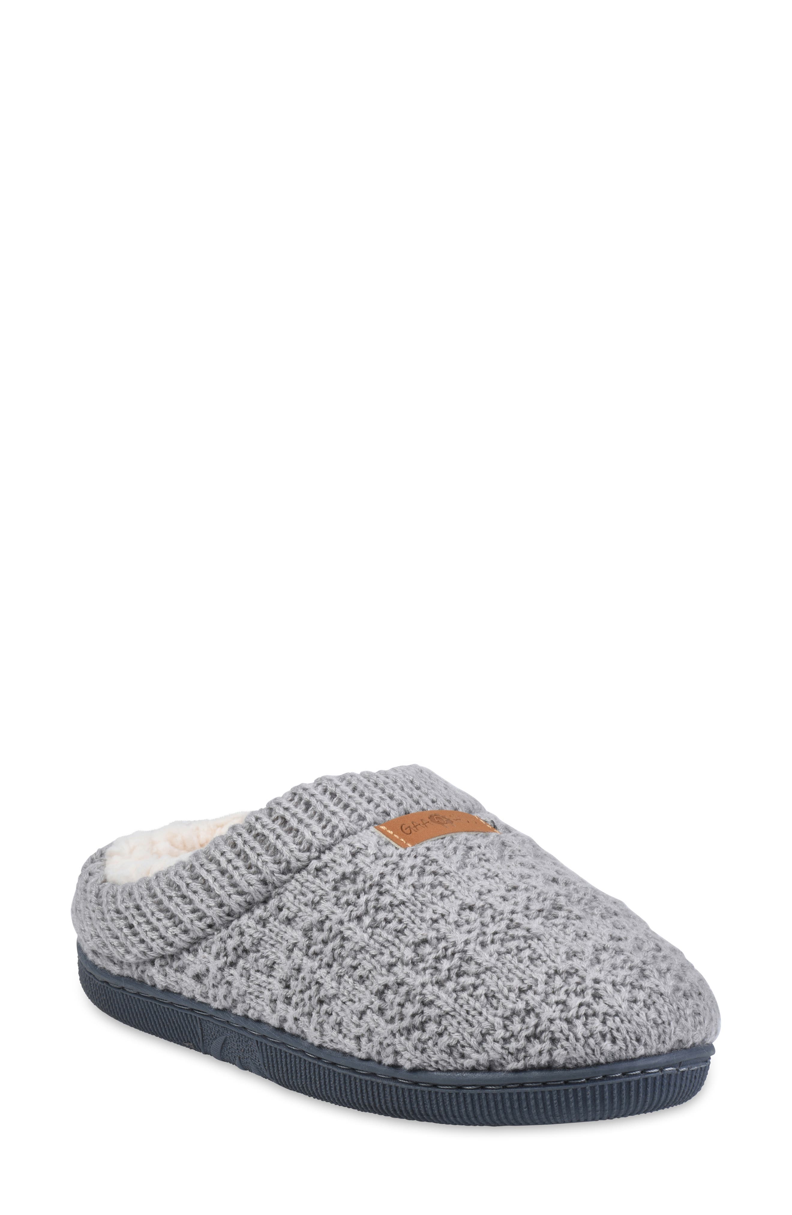 Textured Knit Faux Shearling Lined Slipper, Main, color, GREY