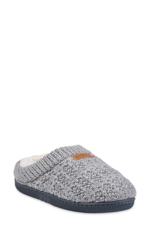 Textured Knit Faux Shearling Lined Slipper