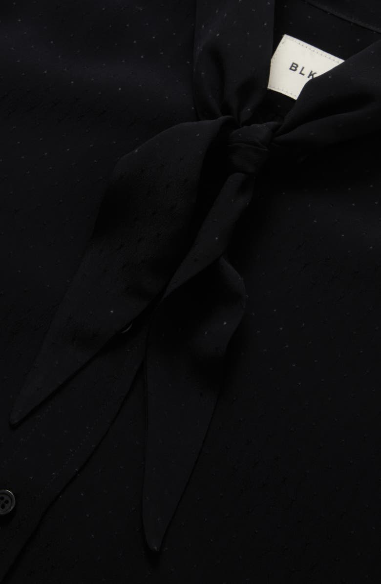 BLK DNM 69 Tie Neck Button-Up Shirt, Alternate, color, Black Dot Jacquard