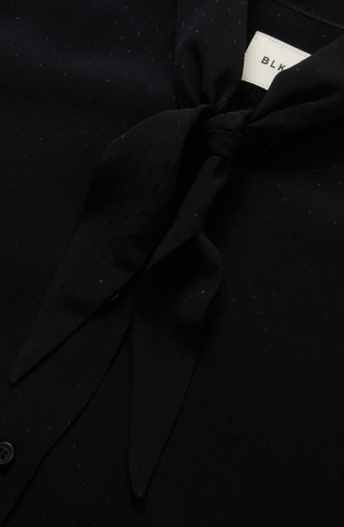 Blk Dnm 69 Tie Neck Button-up Shirt In Black Dot Jacquard